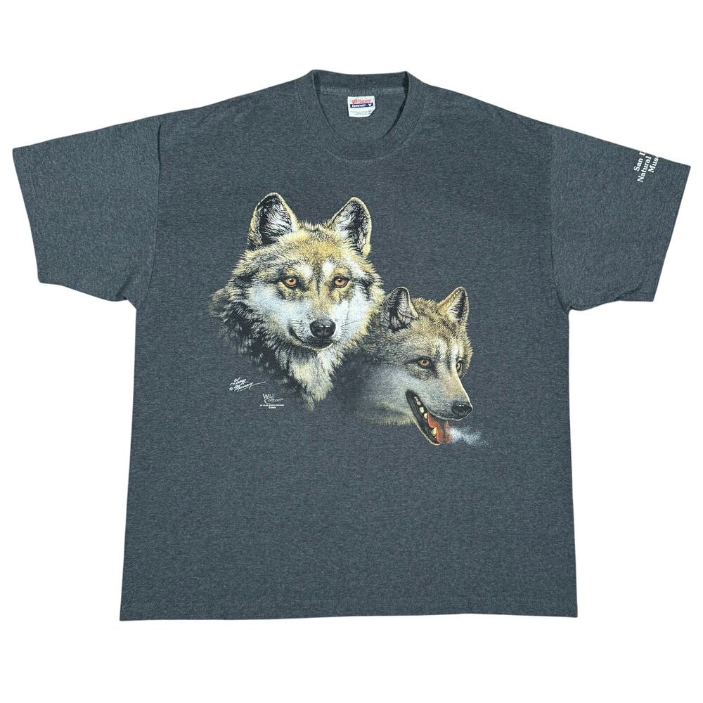 Vintage 2000 Wild Cotton Wolf T Shirt XL Gray San Diego Natural History Museum